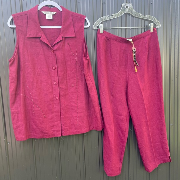 JohnPaulRichard Other - Women’s 100% Linen 2-Piece Set Sleeveless Shirt‎ Pants Airy Breathable Lagenlook